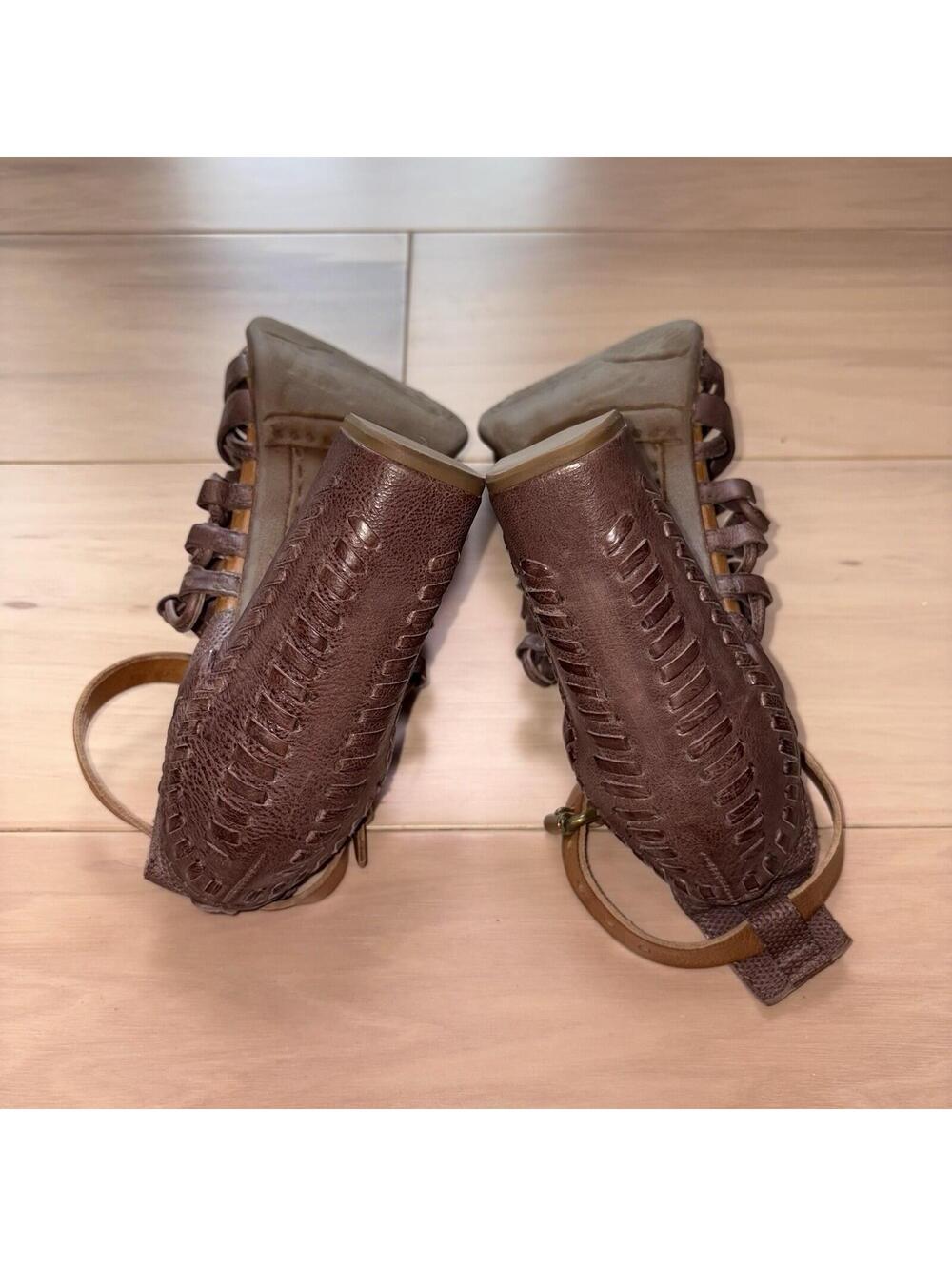 A.S.98 Brown Leather Strappy Block Heel Sandals Women’s Size 8 Buckle Boho - Picture 5 of 6